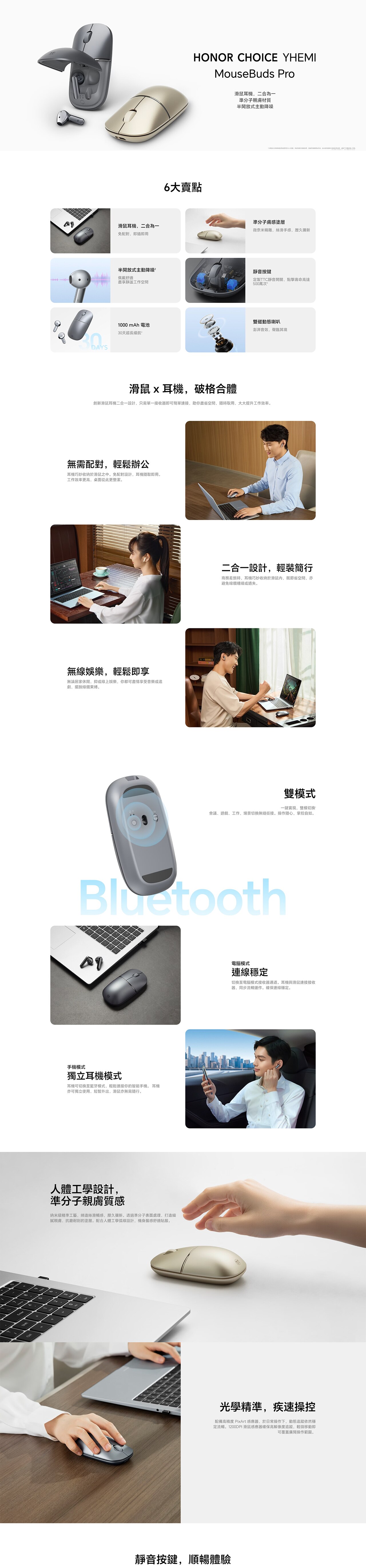 HONOR CHOICE YHEMI MouseBuds Pro Mouse & Earbuds 2-in-1